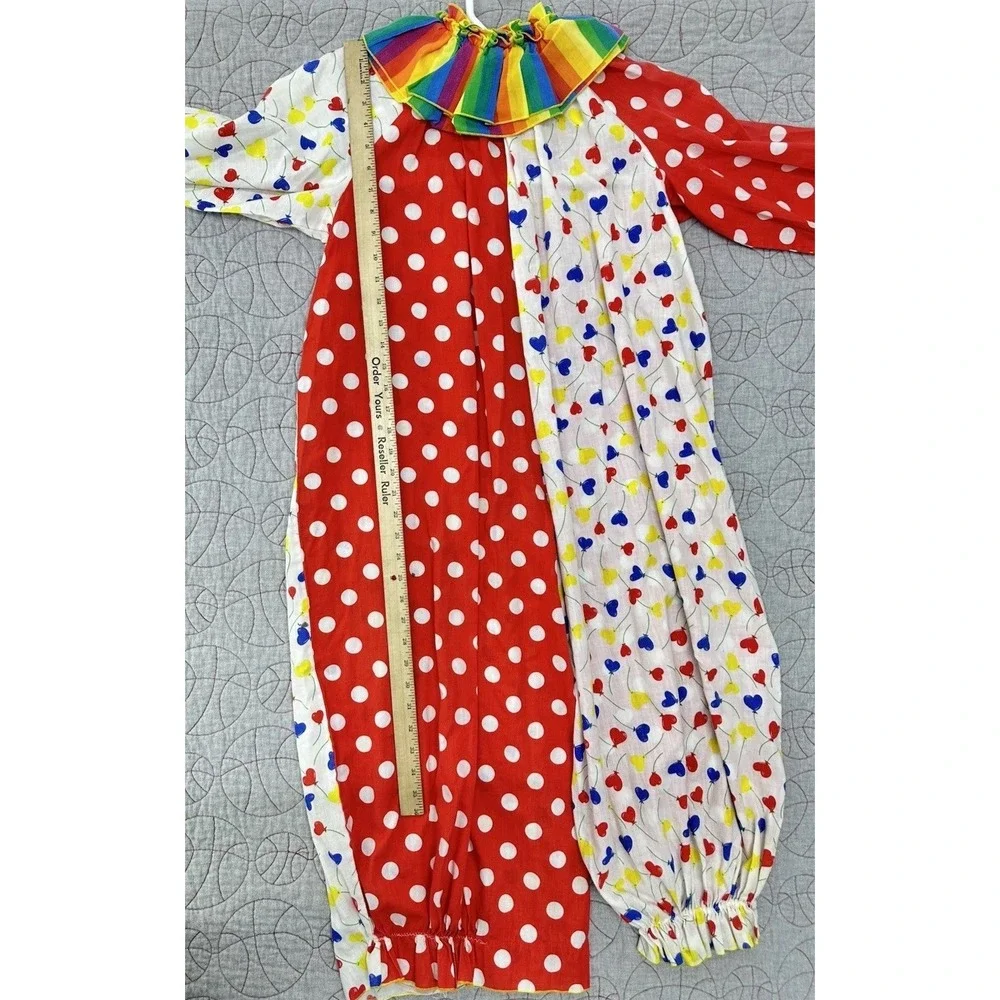 VTG Handmade Polka Dot Stripe Rainbow Ruffle Cotton Clown Costume Kids Halloween
